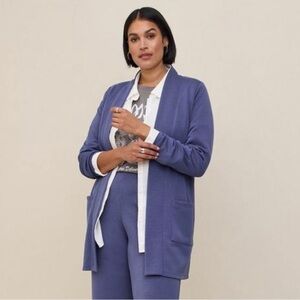 Torrid 2 blue Studio Cupro Open Front Cardigan Size 16-18